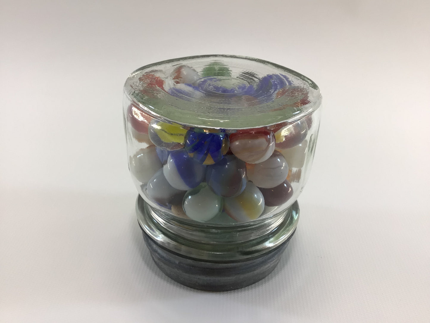 Ball 1/2 Pint Canning Jar Zinc Lid with Assorted Old Toy Glass Marbles Collectible Quality Home Decor