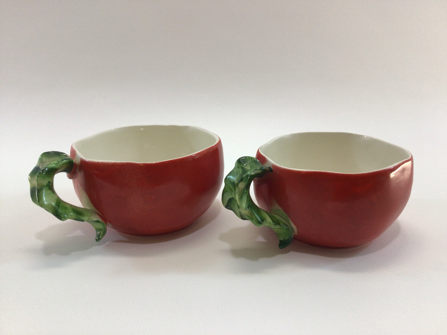 Holt Howard Tomato Cups Mid Century Ceramic Orange and Green Kitchen Decor