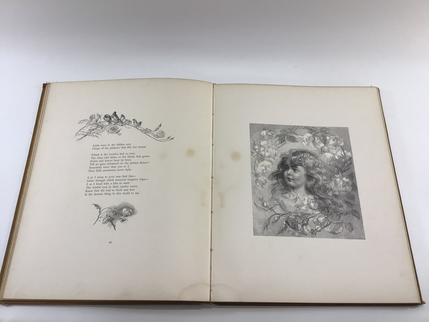 Antique Hardcover Book Home Fairies and Heart Flowers Pub 1887 French and Sangster