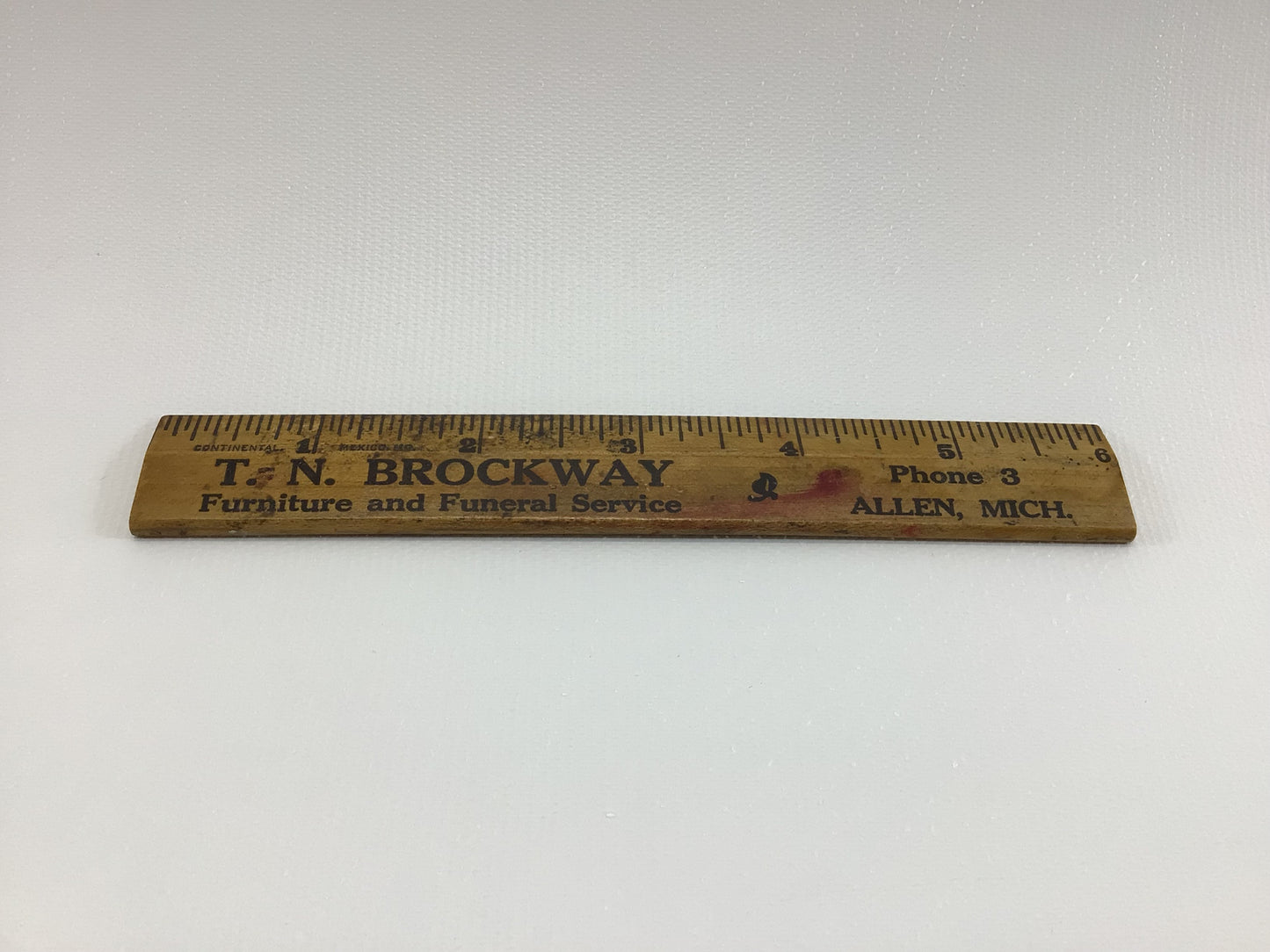 Furniture and Funeral Services 6" Ruler T N Brockway Allen Michigan Vintage Advertising Give Away Premium