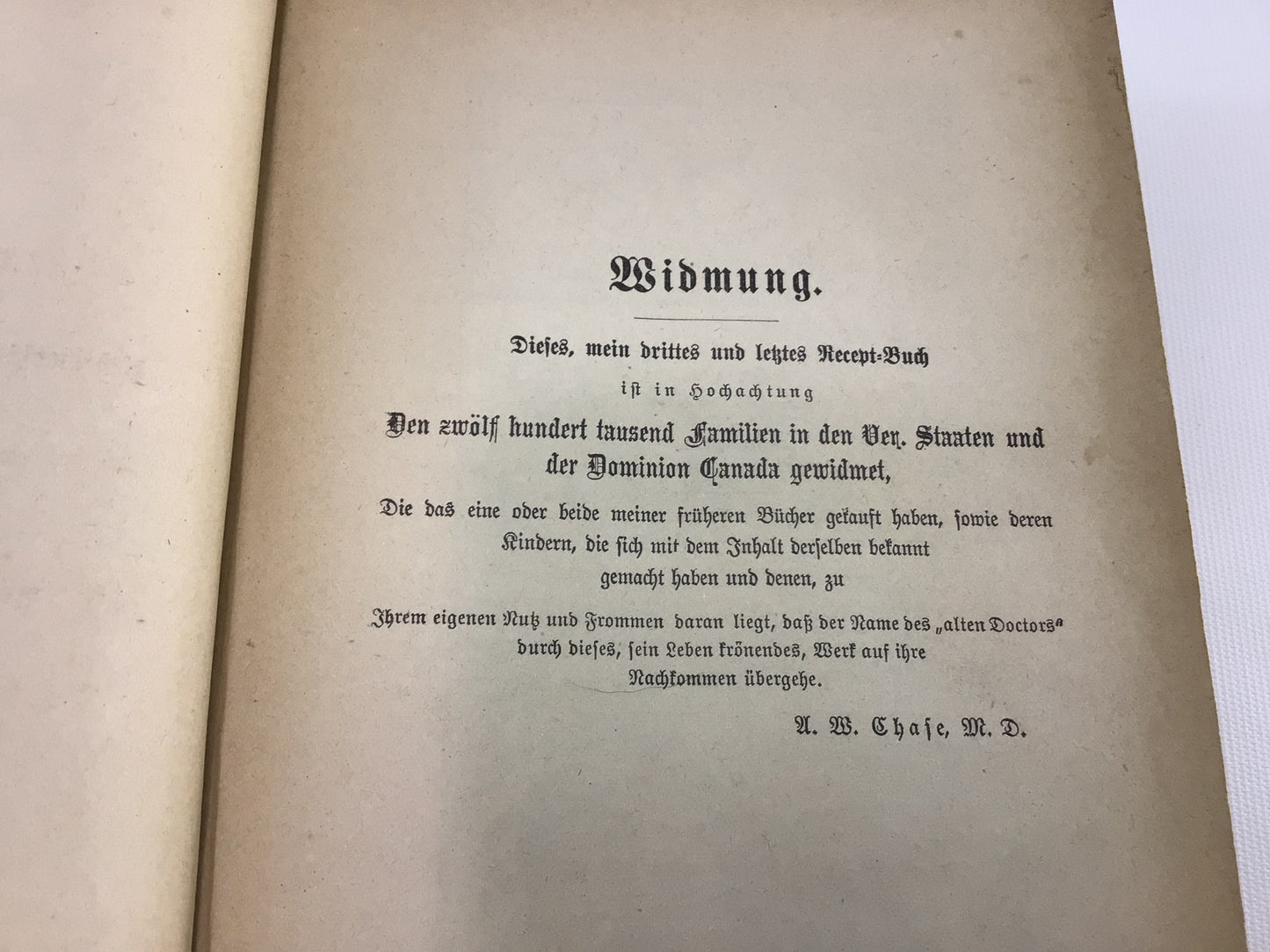 Antique Cookbook Dr. Chase's Receipt Book Copyright 1888 Written in German