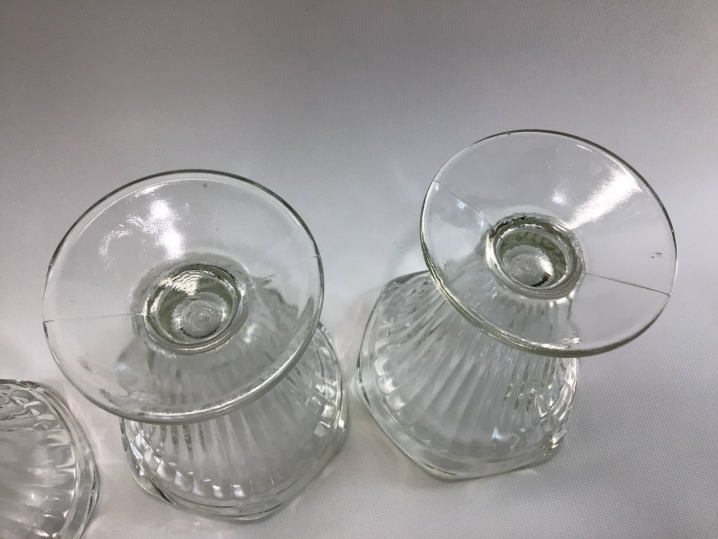 Sundae Glasses Set of 4 Antique Ribbed Soda Fountain Ice Cream Parlor Dining Home Decor