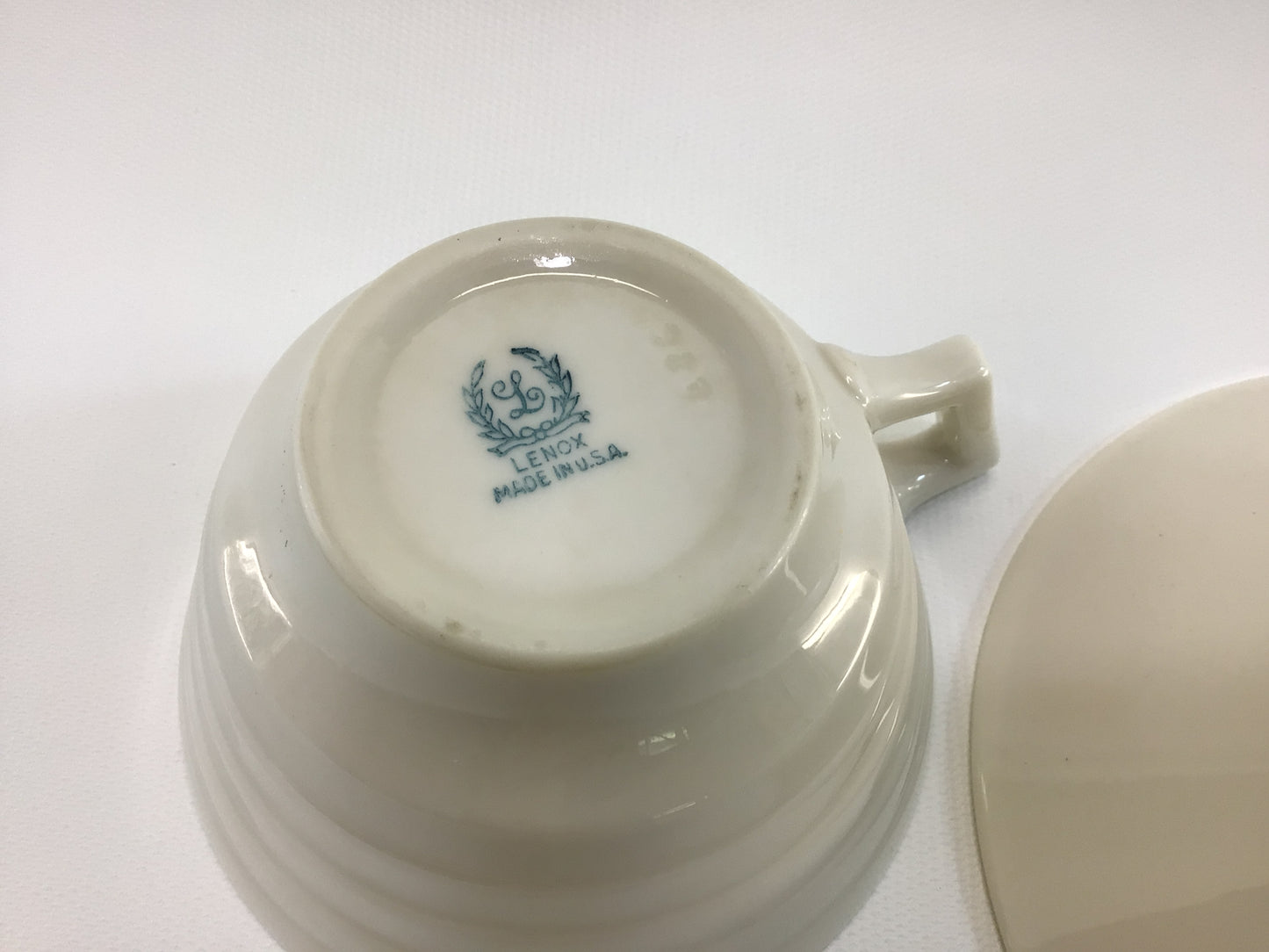 Lenox Terrace White China Flat Cup and Saucer Art Deco Era Dining Service Replacement Pieces