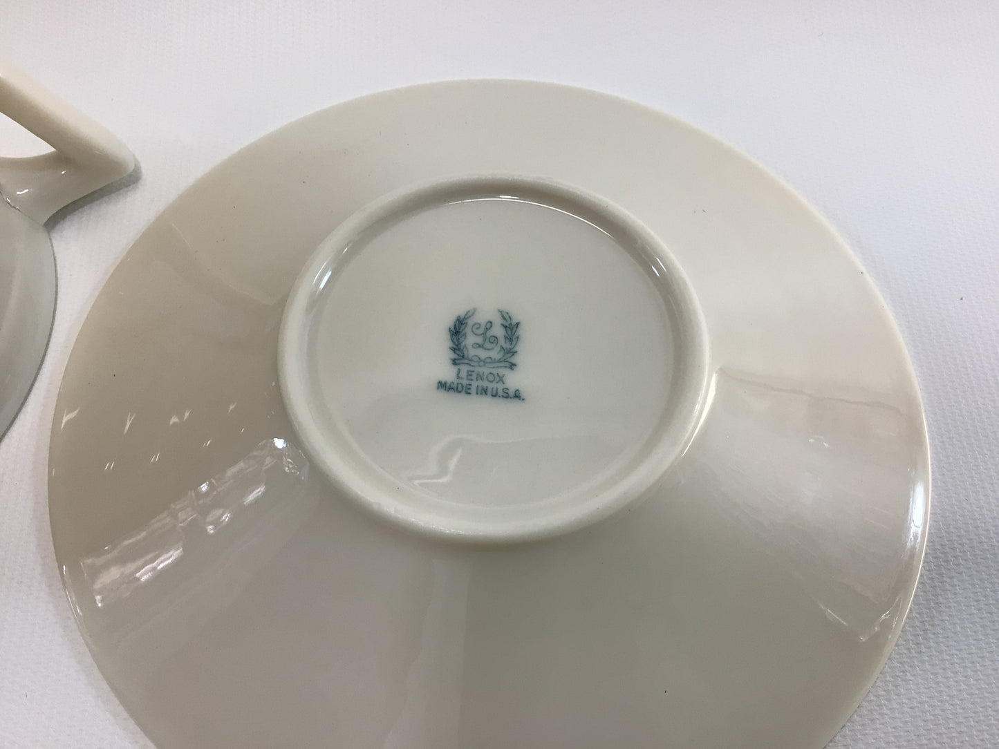 Lenox Terrace White China Flat Cup and Saucer Art Deco Era Dining Service Replacement Pieces