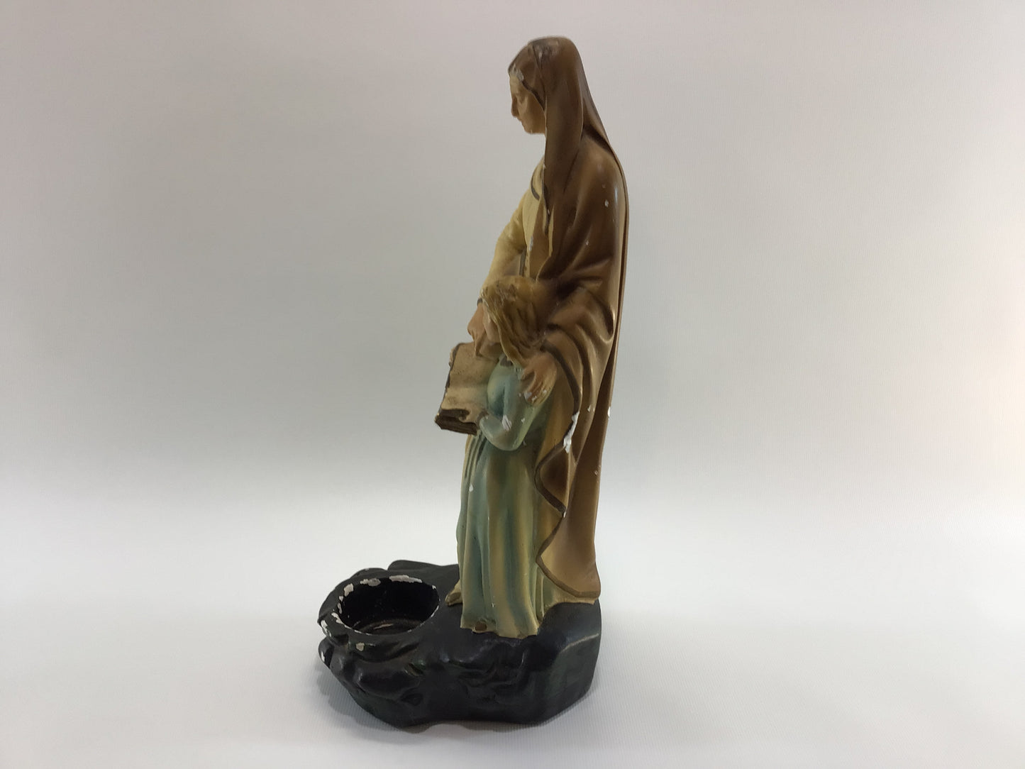 Saint Anne Shrine 13" Chalkware Figurine 909 Mid Century Religious Home Decor Catholic Altar Collectible