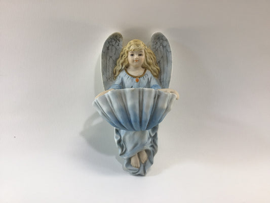 Religious Holy Water Font Bisque Ceramic Angel No 506 Vintage Made in Taiwan Home Wall Decor