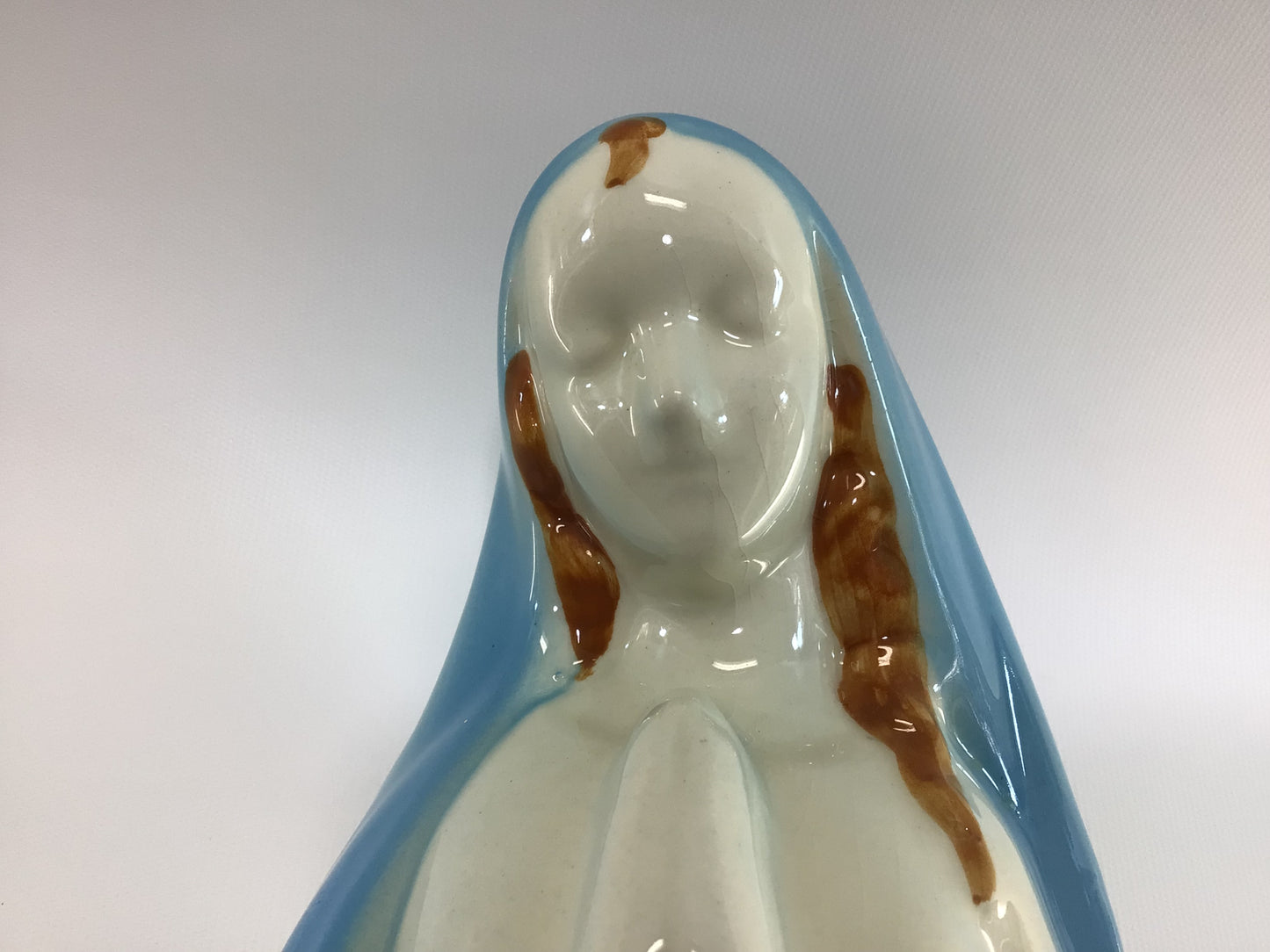 Ceramic Mary Madonna 7" Blue Planter Vintage Collectible California Pottery