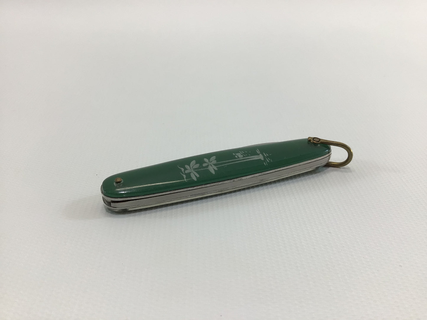 Lark Stainless Steel Single Blade Pocket Knife Vintage Souvenir Tropical Palm Trees Motif