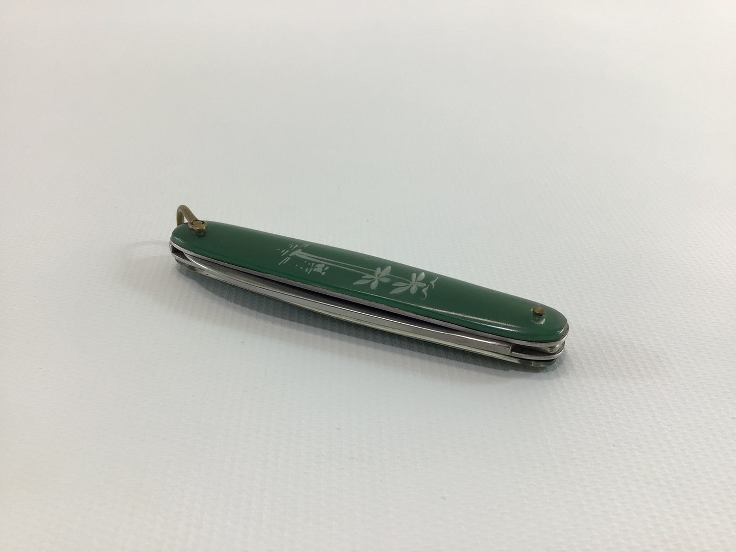 Lark Stainless Steel Single Blade Pocket Knife Vintage Souvenir Tropical Palm Trees Motif