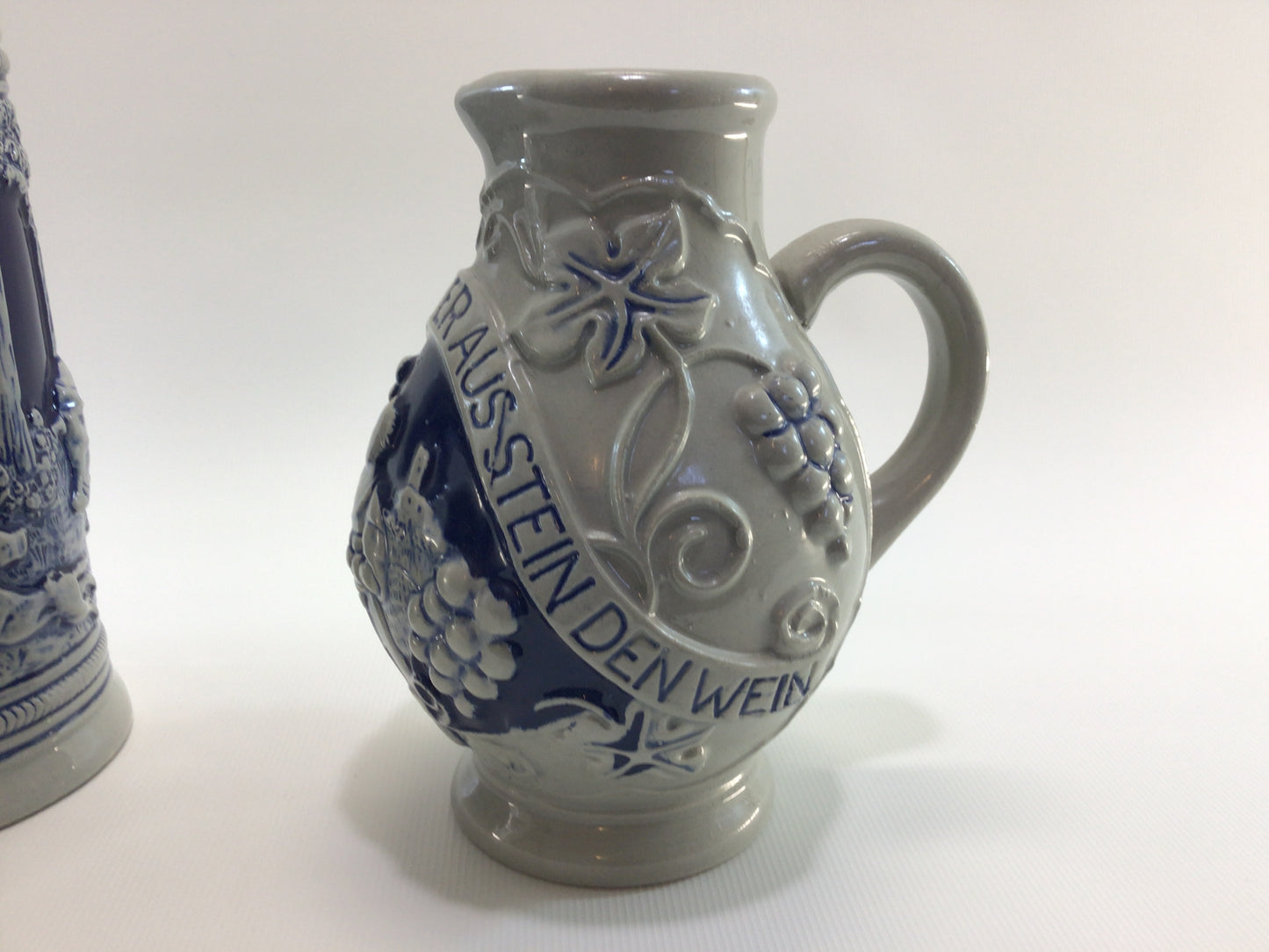 Wine Pitcher and Steins Wick Werke Made in Germany Salt Glaze Stoneware Olde Tavern and Hunting Relief Design