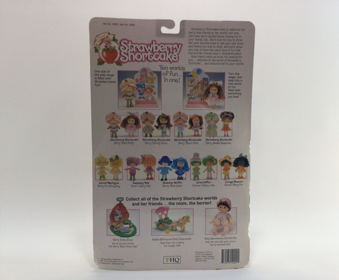 Strawberry Shortcake 1991 THQ Berry Beach Park Doll No 10002 on Card Vintage Collectible Toy