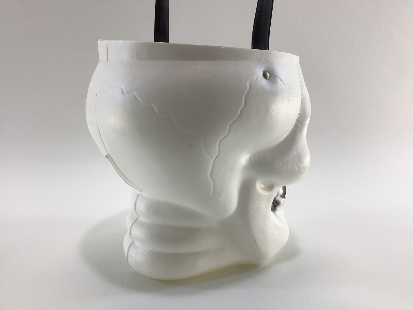 Bayshore Blow Mold Skull Trick or Treat Pail Candy Container Vintage Halloween Holiday Ephemera