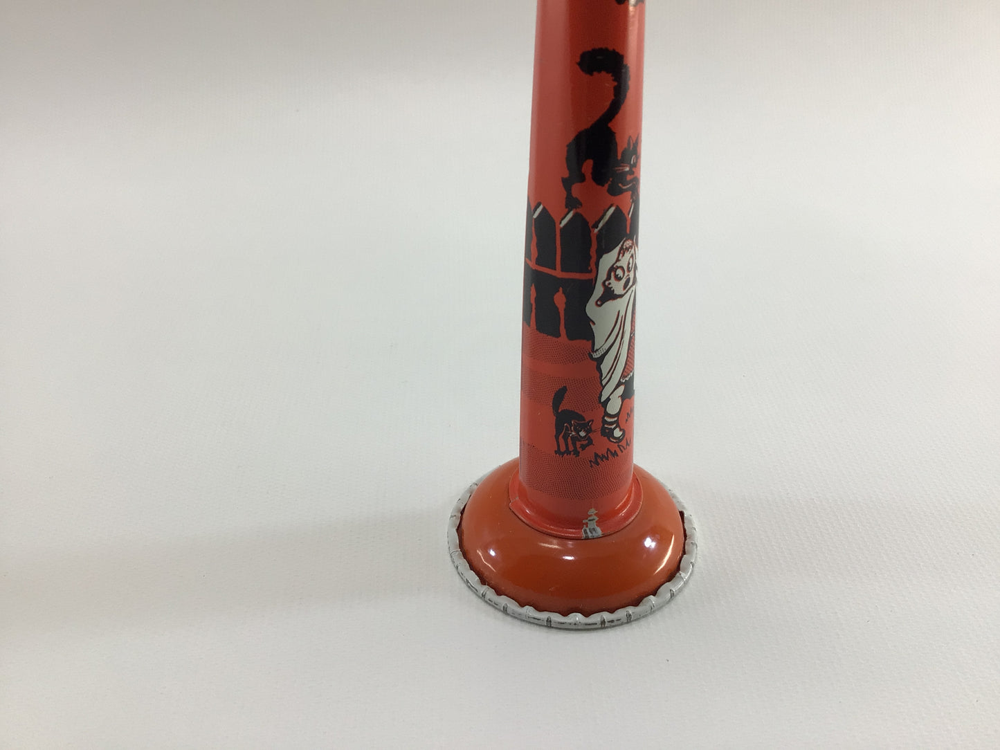 Halloween Party Horn 7" Tin Lithograph US Metal Toy Noise Maker Vintage Holiday Ephemera