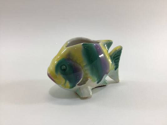 Small Ceramic Aquarium Fish Planter 1960's Retro Kitschy Colors Home Decor