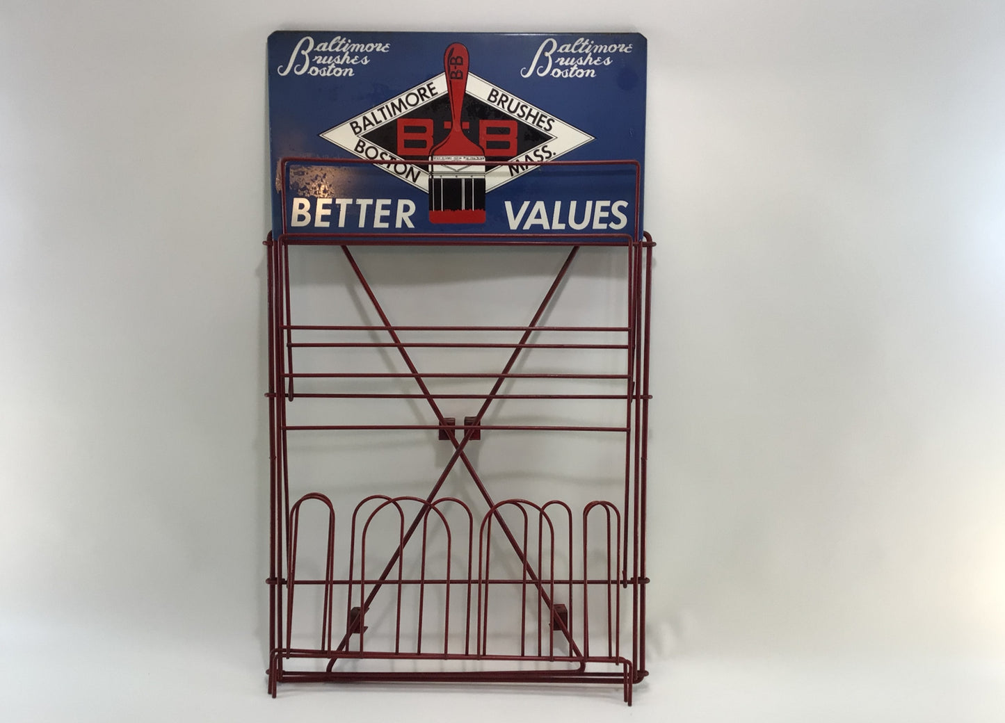 Paint Brush Stand Vintage Hardware Store Metal Display Rack Baltimore Brushes Boston Mass