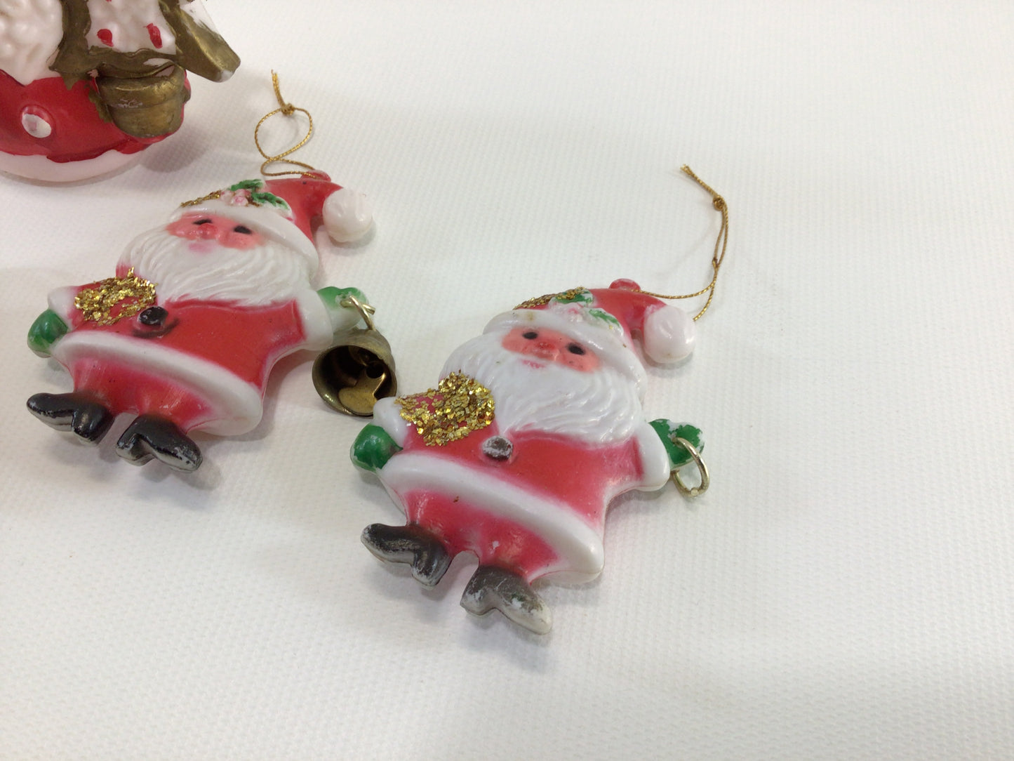 Blow Mold Santa Claus Christmas Tree Ornaments Lot of 4 Vintage Kitschy Holiday Collectibles