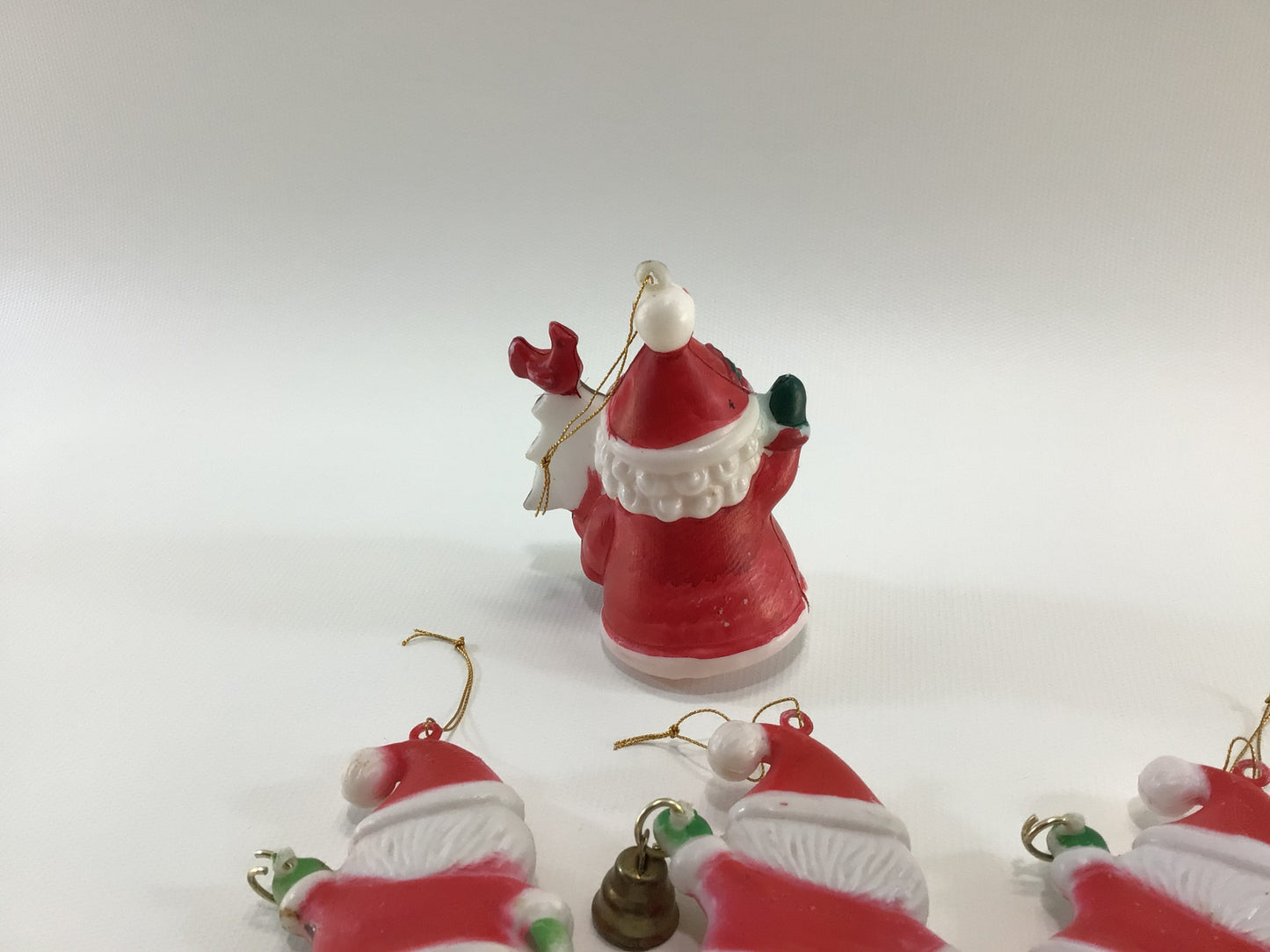 Blow Mold Santa Claus Christmas Tree Ornaments Lot of 4 Vintage Kitschy Holiday Collectibles