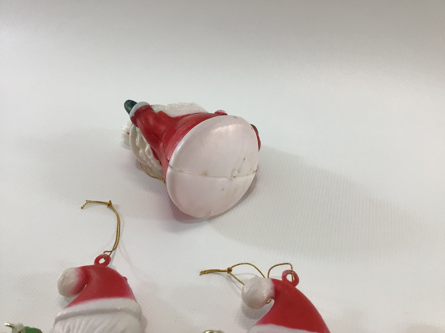 Blow Mold Santa Claus Christmas Tree Ornaments Lot of 4 Vintage Kitschy Holiday Collectibles