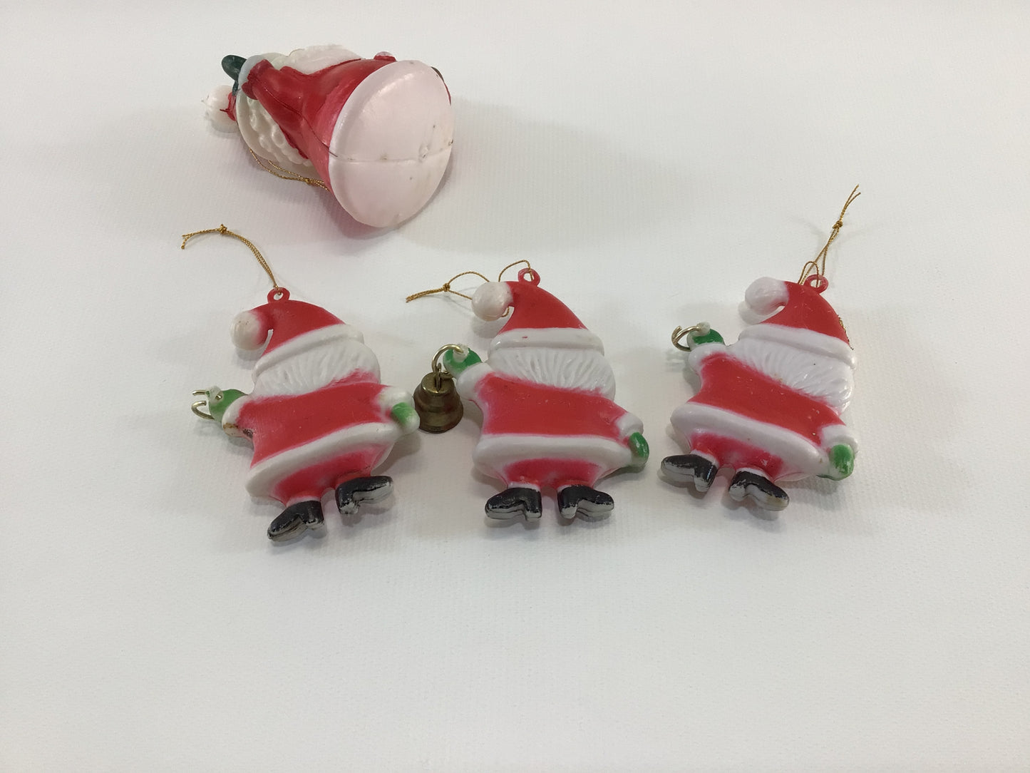 Blow Mold Santa Claus Christmas Tree Ornaments Lot of 4 Vintage Kitschy Holiday Collectibles