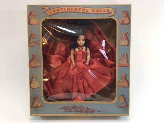 Continental Doll Parasol Girl in Original Box Number 722 7 1/2 inch