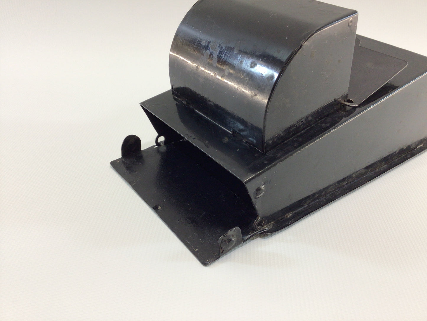 Antique Tin Black Match Holder Wall Hanger Rustic Primitive Country Farmhouse Kitchen Decor Schwartzkopf Toledo Patent 1914