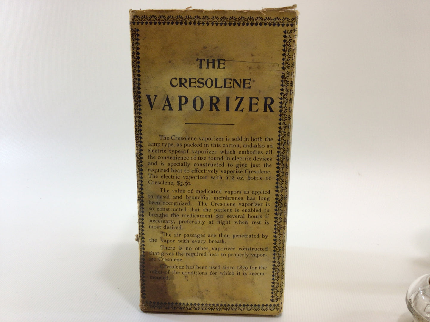 Vapo Cresolene Antique Vaporizer Stand and Box Victorian Medicinal Home Remedies Ephemera