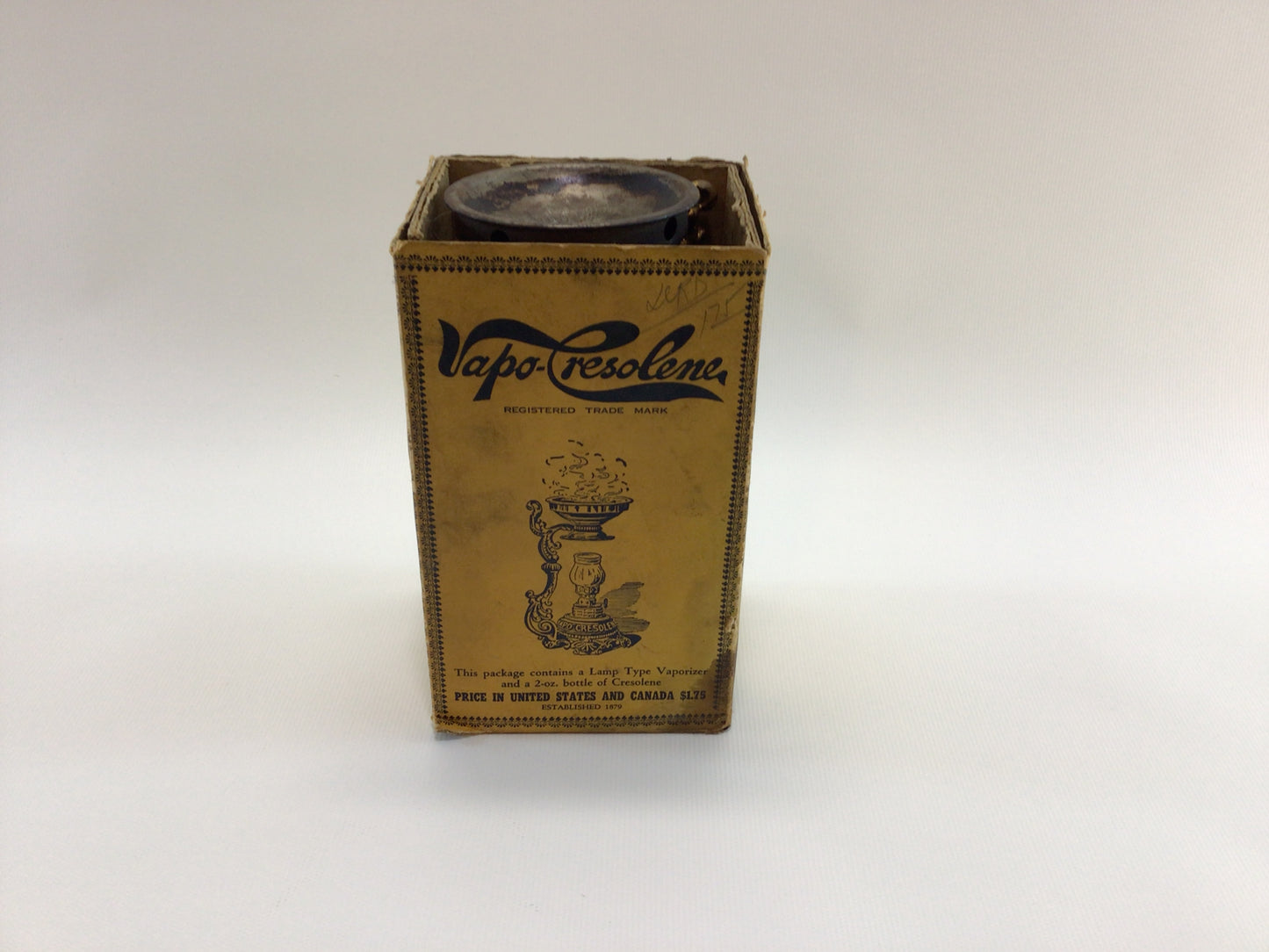 Vapo Cresolene Antique Vaporizer Stand and Box Victorian Medicinal Home Remedies Ephemera