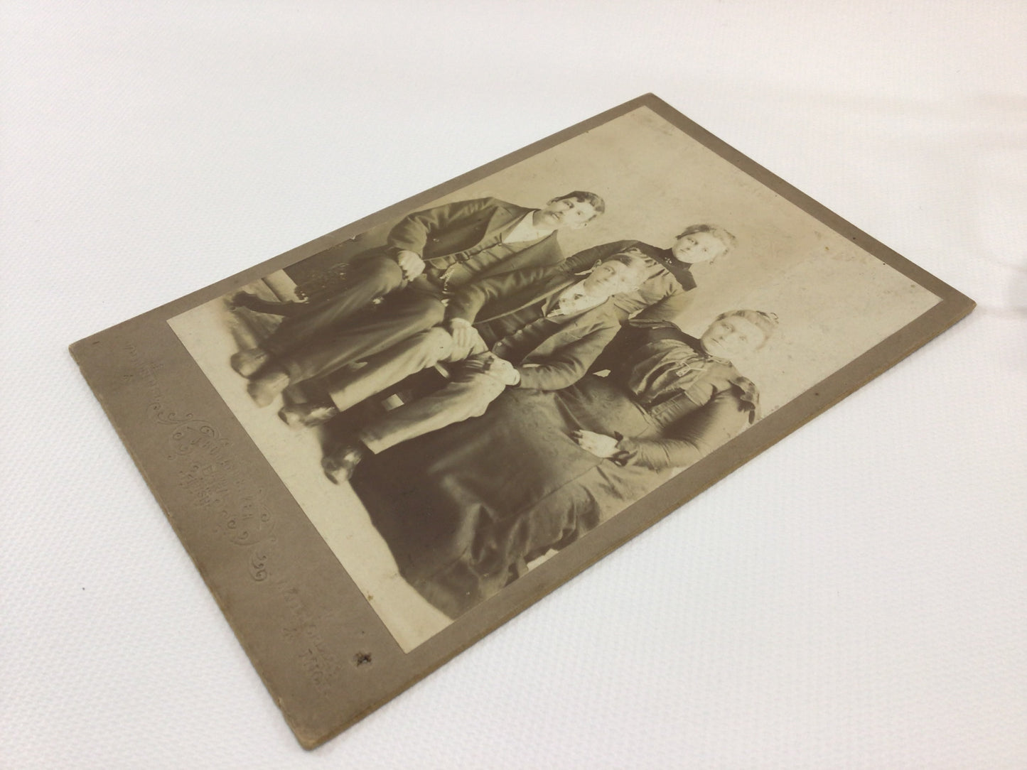 Victorian era J Baker Cabinet Card Photo Family Studio Portrait