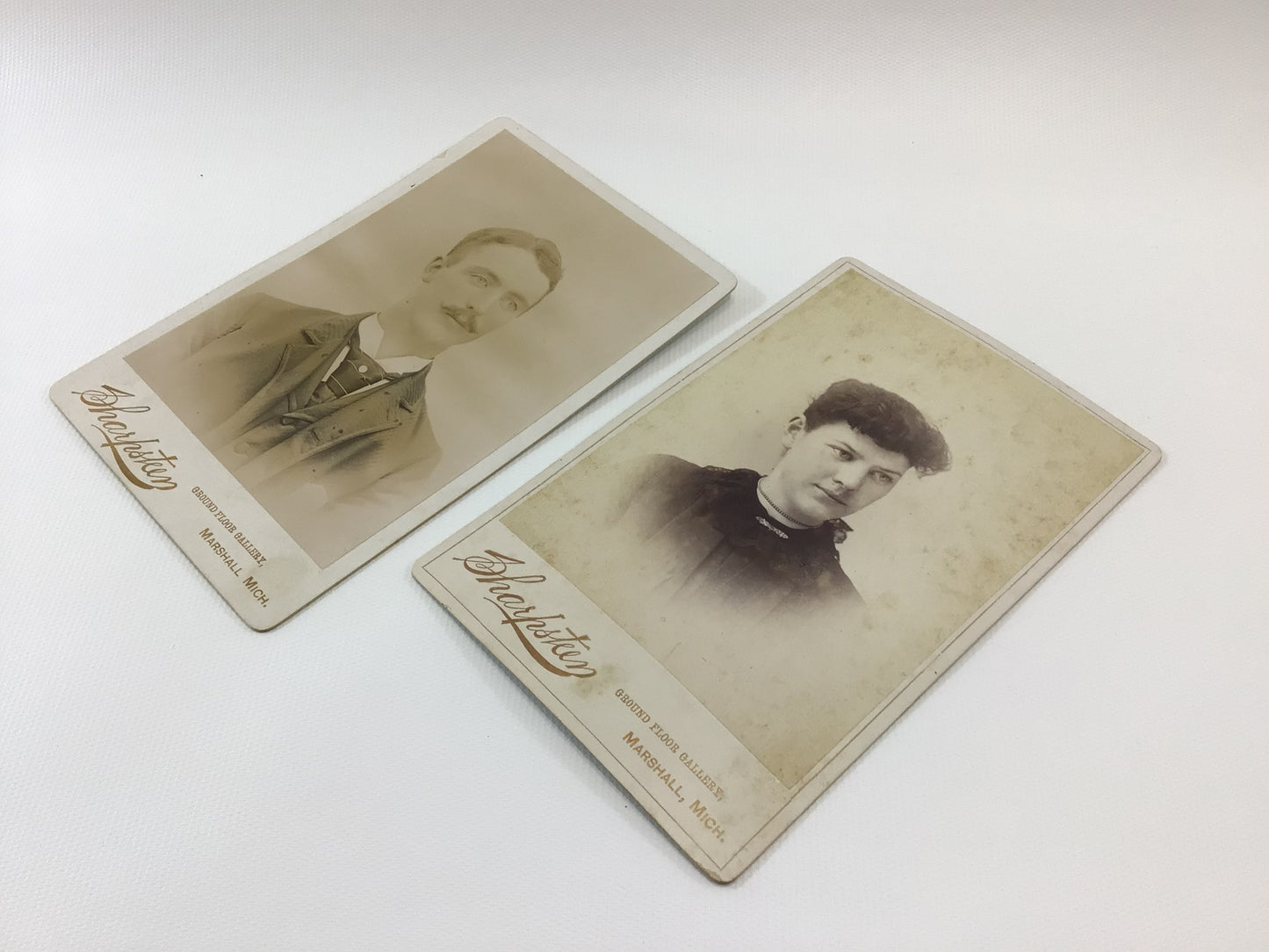 Victorian era Sharpsteen Cabinet Card Photo Young Husband and Wife