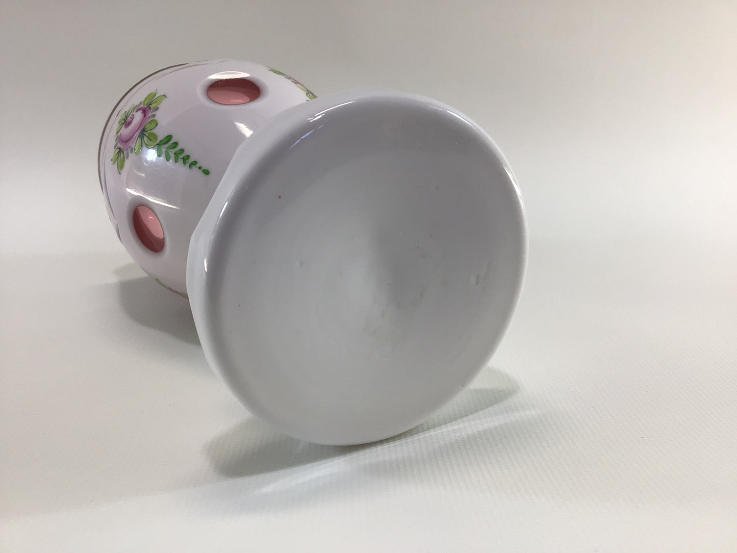 Bohemia Glass 7" Goblet Vase Hand Painted Cut Glass Antique Glassware Made in Czechoslovakia