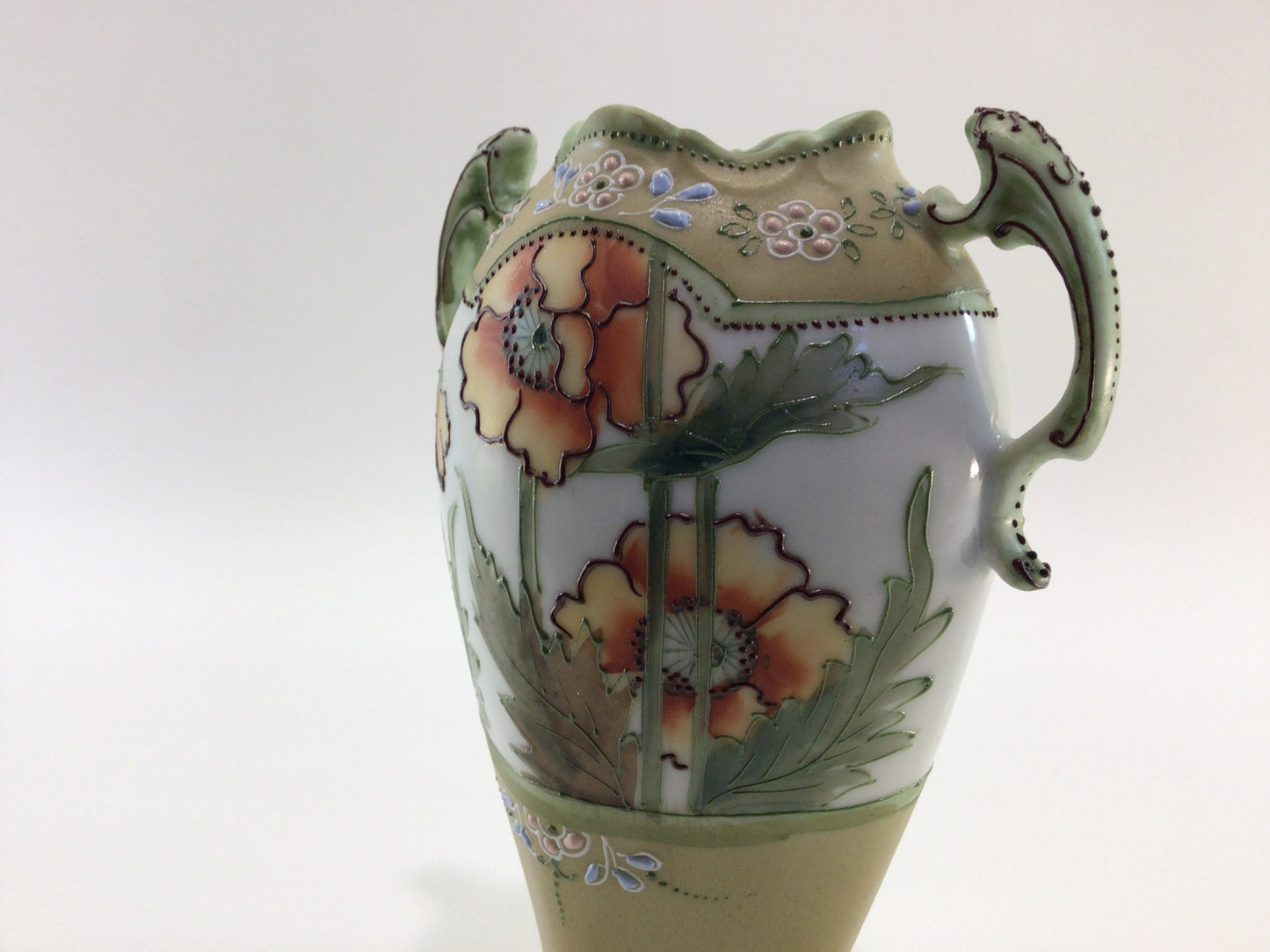 Nippon Porcelain Ceramic 6" Bud Vase with Hand Painted Floral Motif Accents Quality Made Antique Home Decor