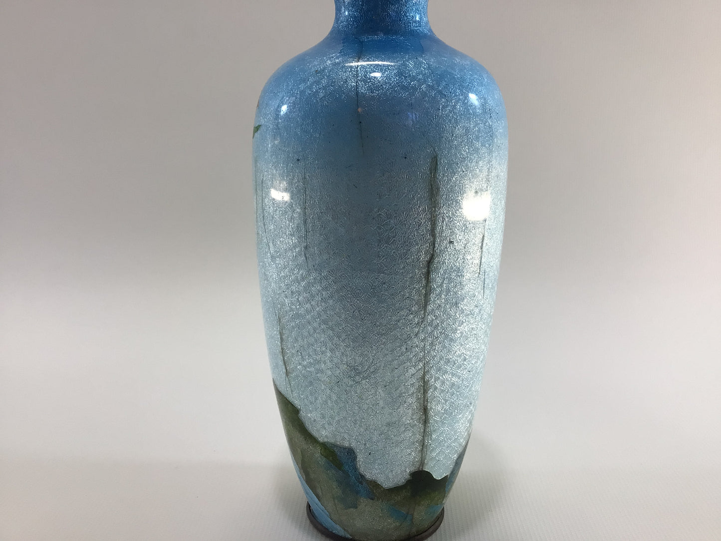 Antique Hand Painted 7" Cloisonne  Brass Bud Vase