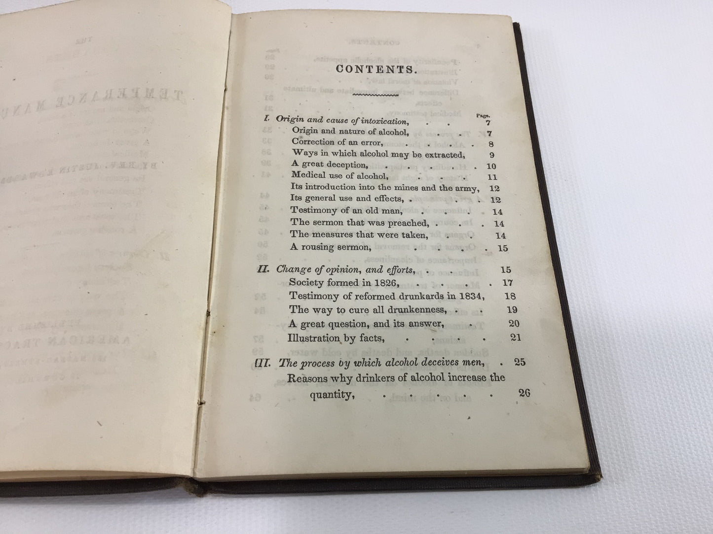 Antique Book The Temperance Manual by Rev Justin Edwards DD 1847 American Tract Society