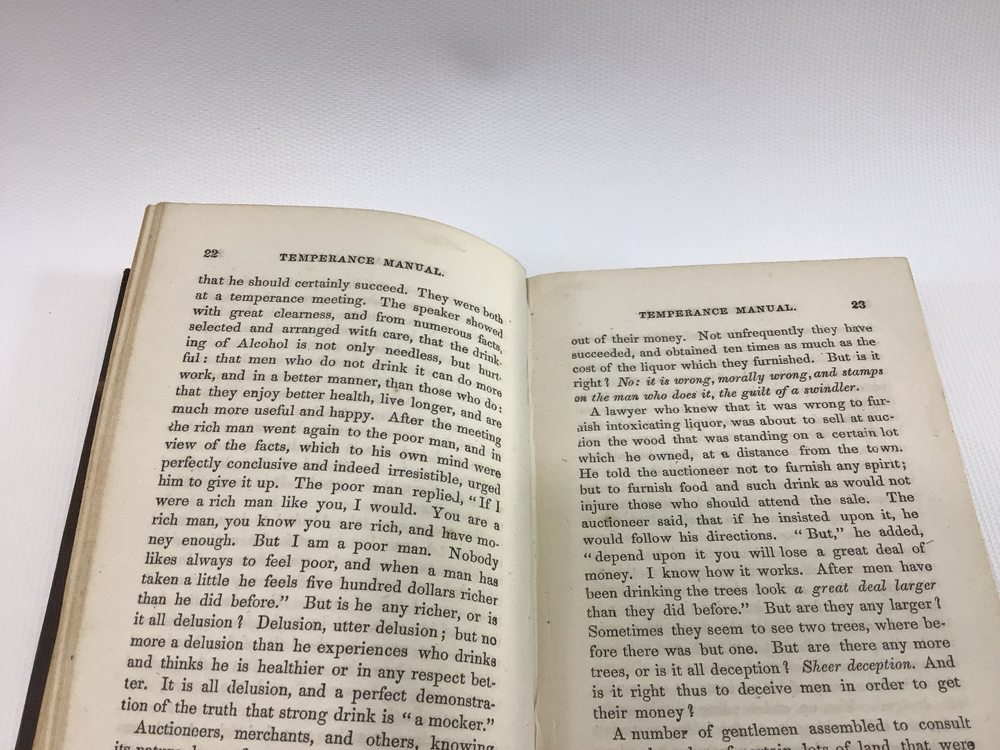 Antique Book The Temperance Manual by Rev Justin Edwards DD 1847 American Tract Society