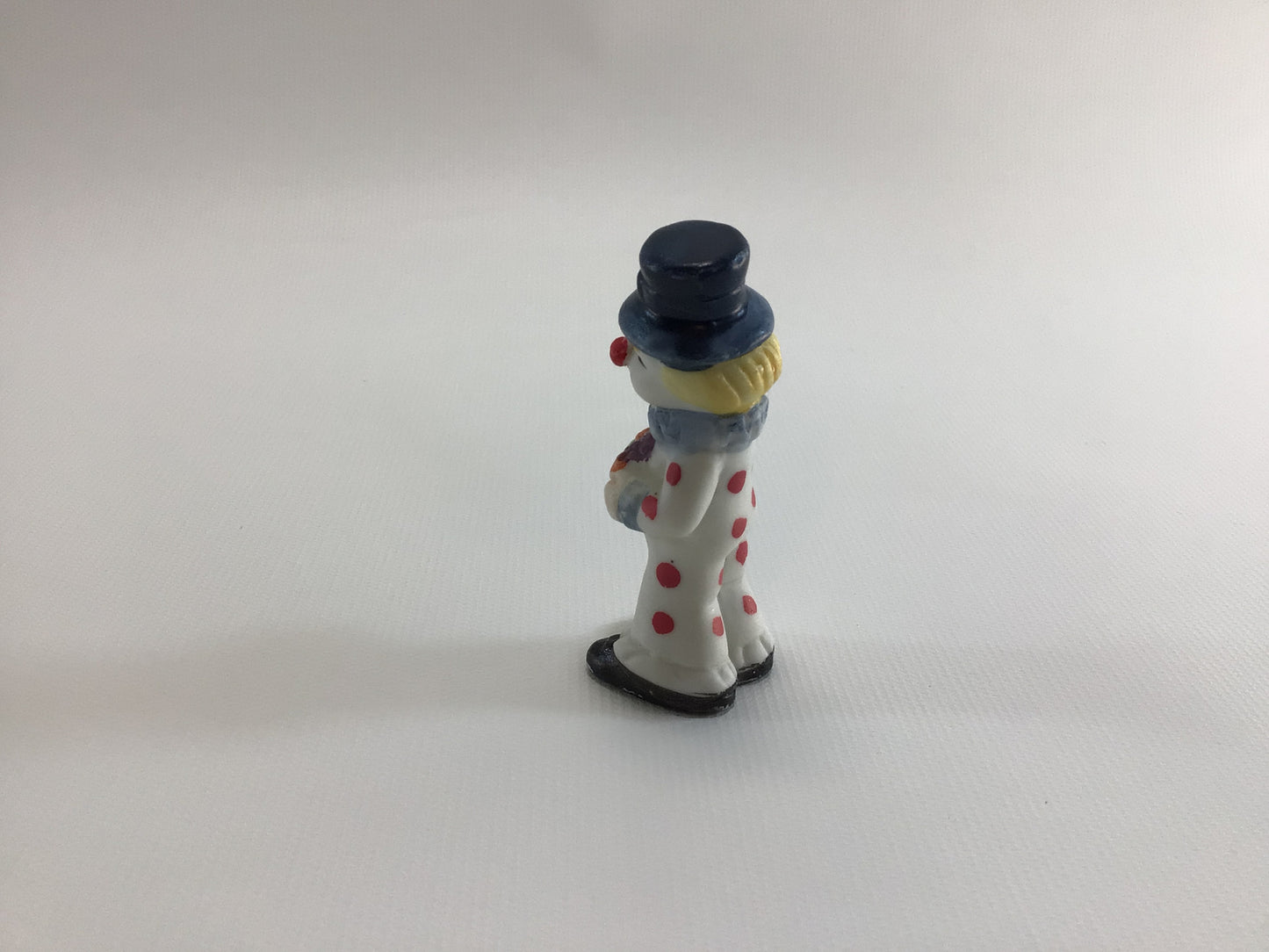 Cracker Jack Prize Clown with Fruit Basket 1930s Vintage Miniature Toy Frozen Charlotte Style Bisque Ceramic Doll Made in Japan