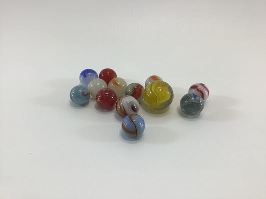 Assorted Toy Marbles Lot of 13 Includes One Yellow Clear Shooter Vintage Pre 70s Machine Made