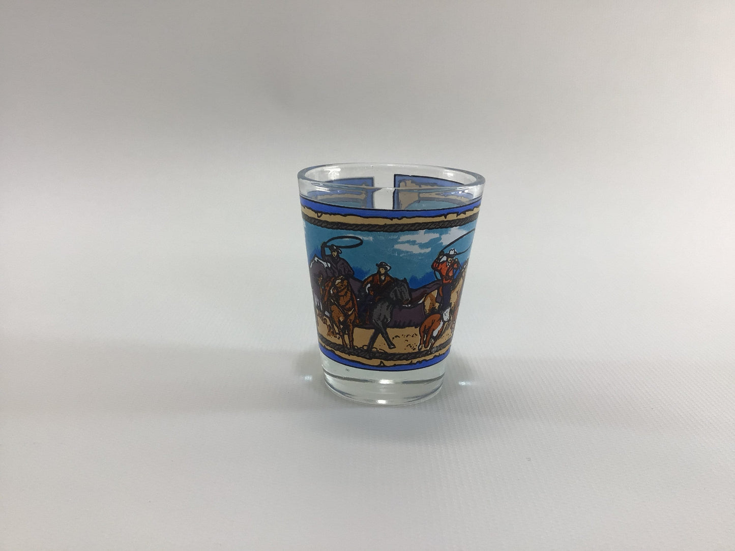 Western Cowboys Souvenir Shot Glass Jigger Measure Vintage Barware