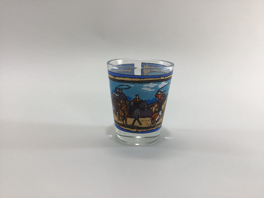 Western Cowboys Souvenir Shot Glass Jigger Measure Vintage Barware