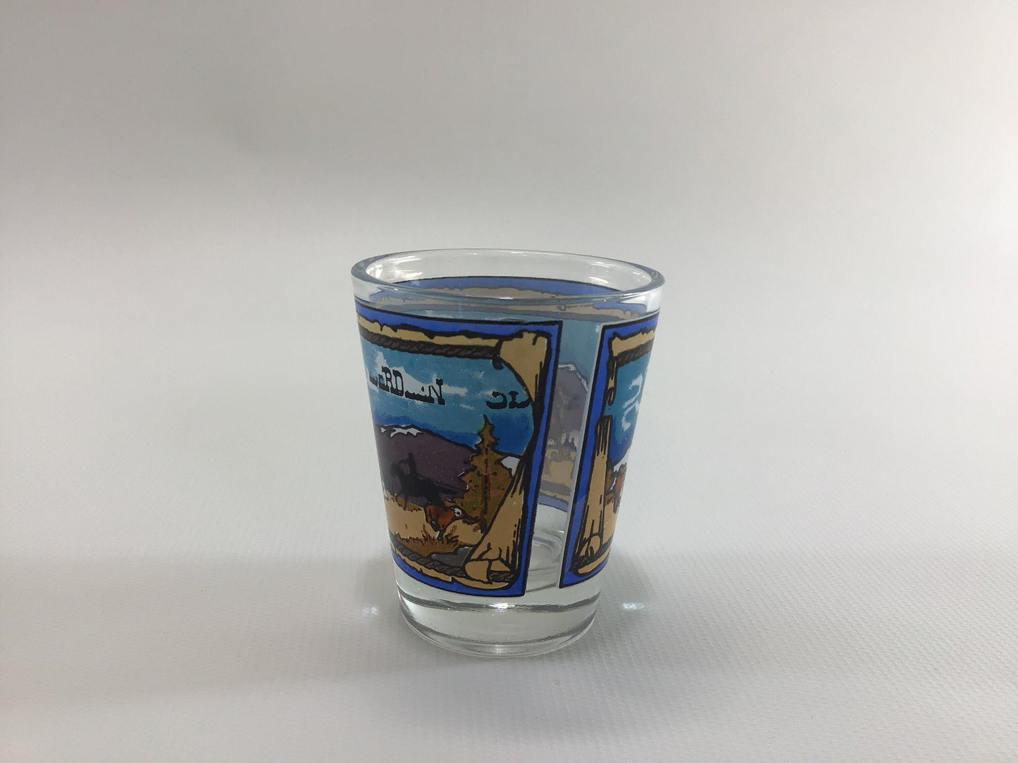 Western Cowboys Souvenir Shot Glass Jigger Measure Vintage Barware