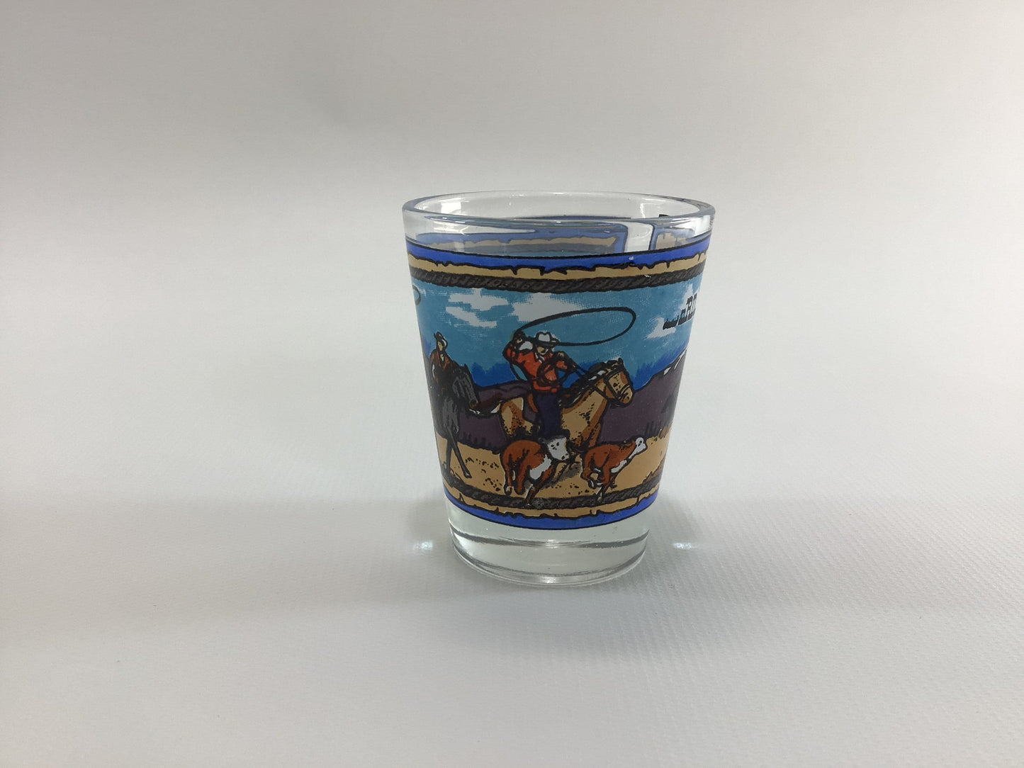 Western Cowboys Souvenir Shot Glass Jigger Measure Vintage Barware