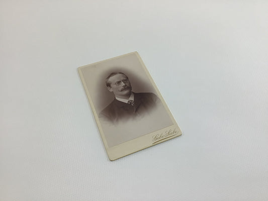 Victorian CDV Cabinet Card 2.5" x 4" Portrait Photograph Leipzig Germany from Gerhardt Antique Family Album Collection Handlebar Moustache