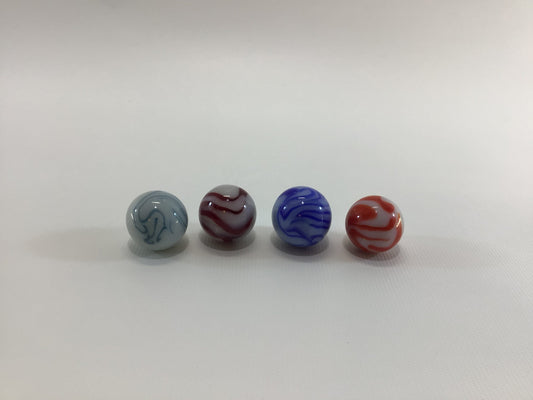 Opaque Swirl Shooter Vintage Machine Made Toy Marbles Lot of 4 Mixed Colors and Varying Sizes