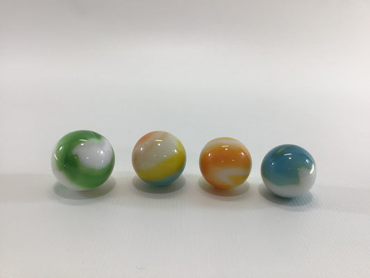 Opaque Patch Shooter Vintage Machine Made Toy Marbles Lot of 4 Mixed Colors and Varying Sizes