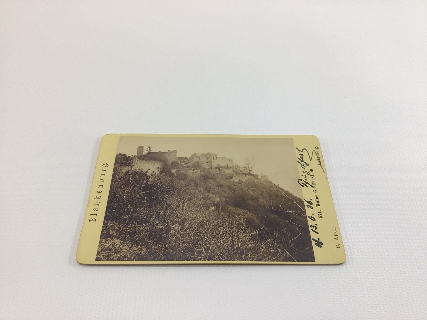 Victorian CDV Cabinet Card Photo 2.5" x 4" Greifenstein Castle Ruin Blankenburg Germany from Gerhardt Antique Family Album Collection