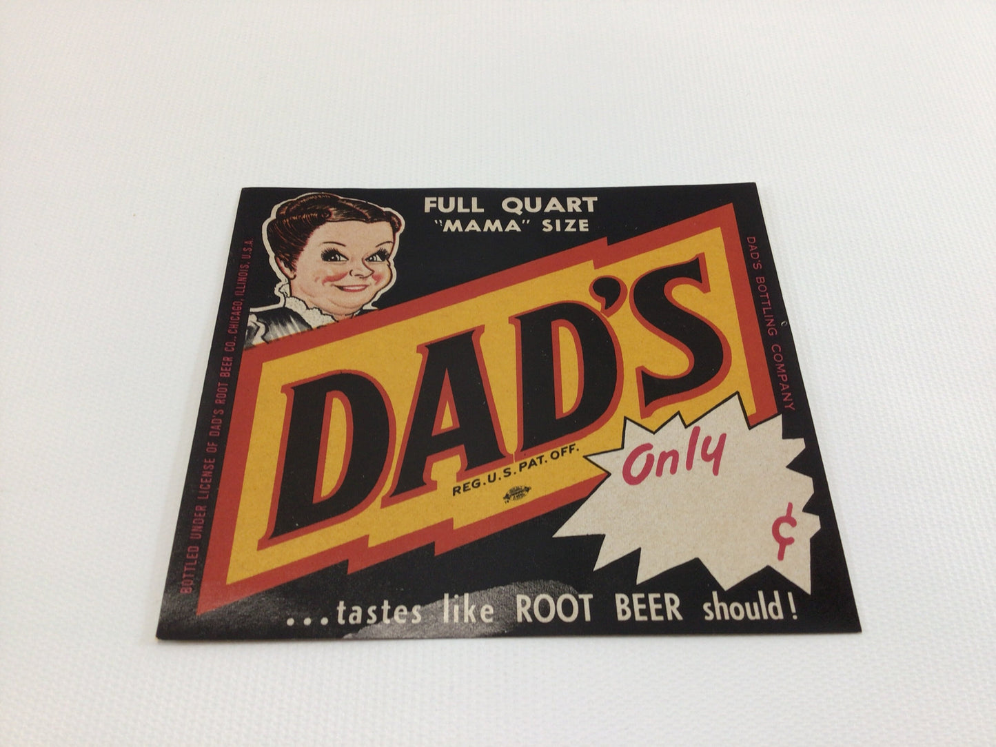 Dad's Root Beer Label Full Quart Mama Size Vintage Chicago Advertising Ephemera