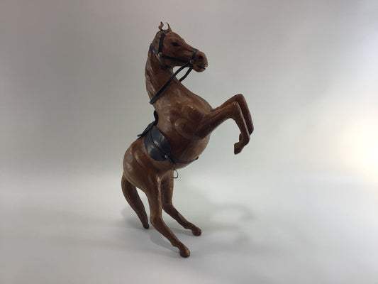 Rearing Horse 15" Sculpture Leather Wrapped Paper Mache Vintage 80s Home Decor