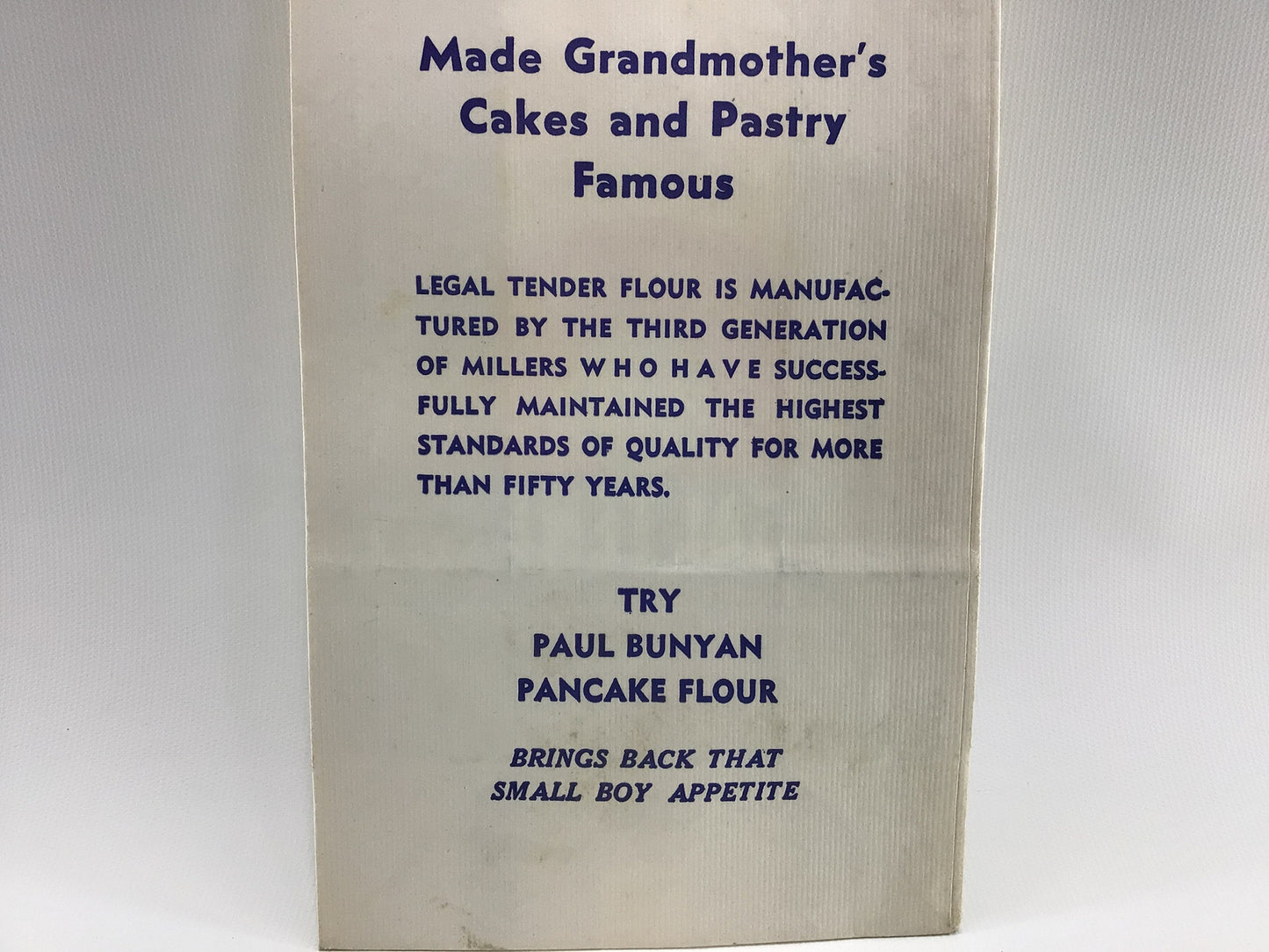 Legal Tender Cake and Pastry Flour 5 lb Bag Vintage Nerychel & Sons Chesaning Michigan Ephemera