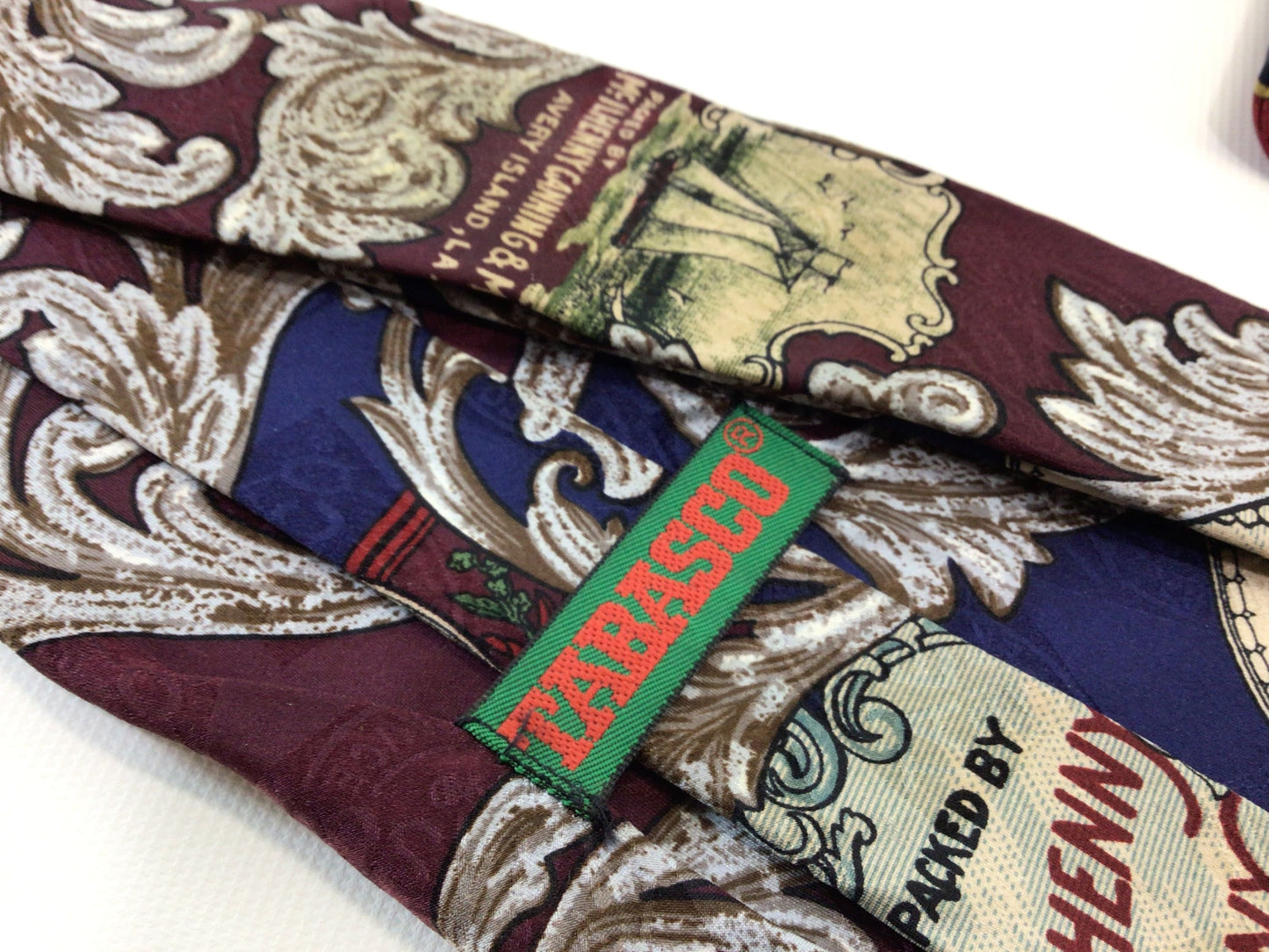 Tabasco Hot Sauce Advertising Neckties Vintage Novelty Mens Fashion Accessory Oysters and Shrimp