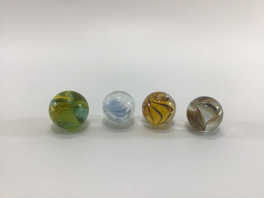 Cat's Eye Shooter Vintage Machine Made Toy Marbles Lot of 4 Mixed Colors and Varying Sizes