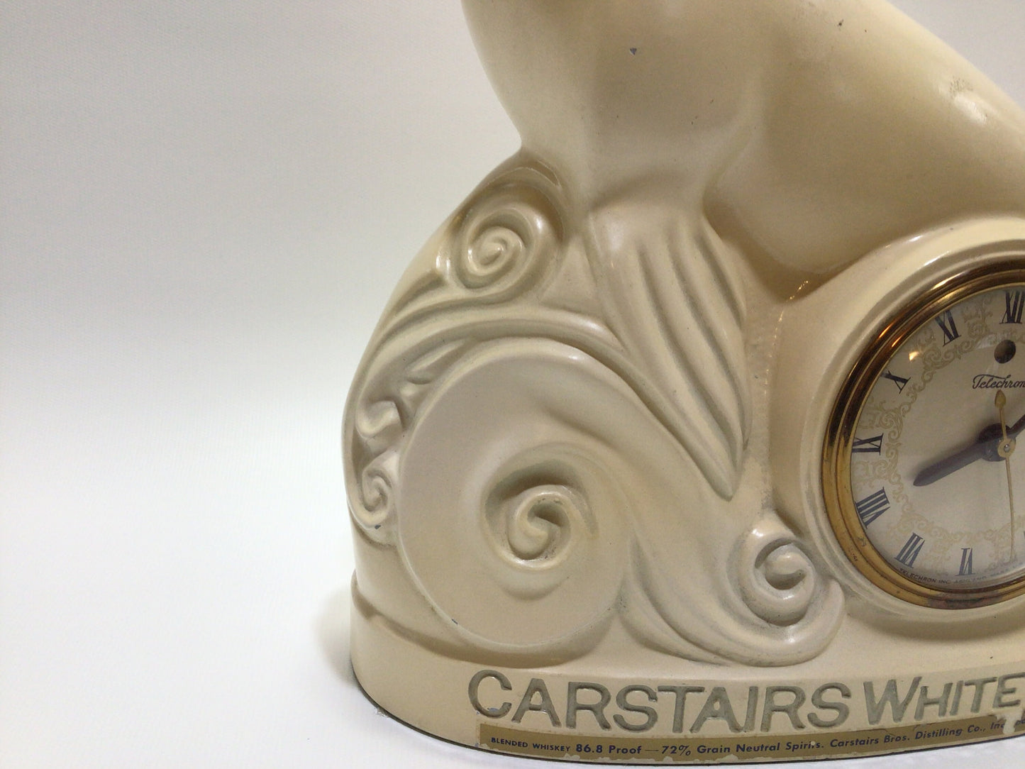 Art Deco 15" Carstairs White Seal Whiskey Advertising Bar Clock with Electric Telechron Movement - Working